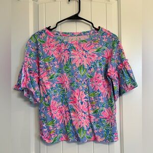 Lilly Pulitzer Pink and Blue Floral Blouse
